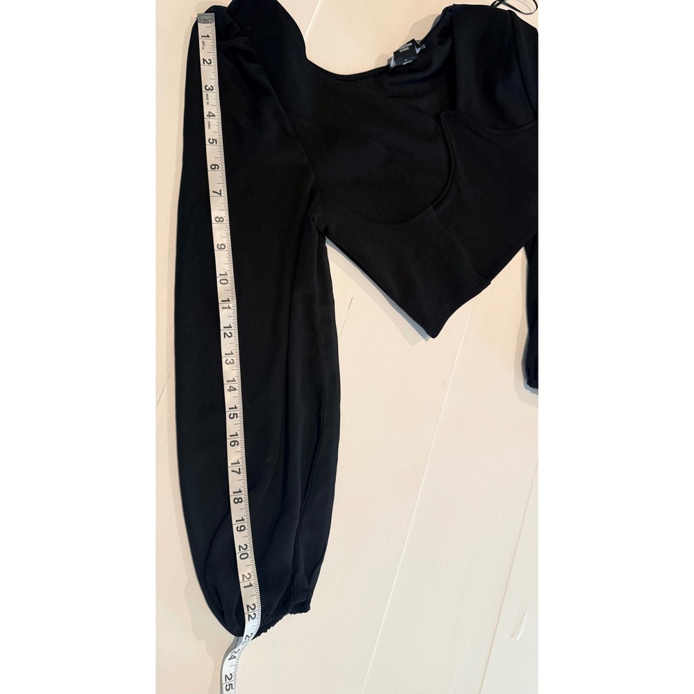 Black Corset Top L Sheer Sleeve Whimsigoth Witchy Romantic 90s Y2K Grunge Edgy - Picture 10 of 10